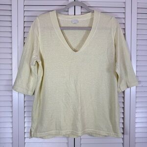 Poetry Dyed Hemp Organic Cotton V Neck T-shirt Top Buttercream Size 8 Medium